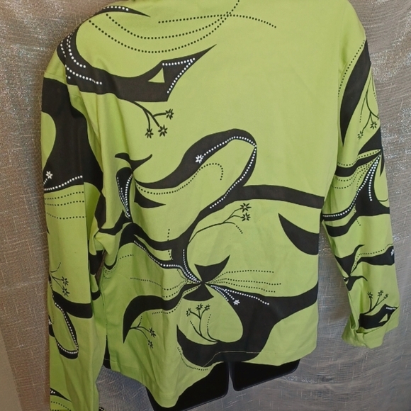 Great Cavalier Light Green Black Embellished Blazer, sz L - Picture 2 of 5